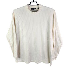 Mens Beige Keeter Bay Ribbed Shirt Long Sleeve 100% Cotton Crew Neck Size XXL